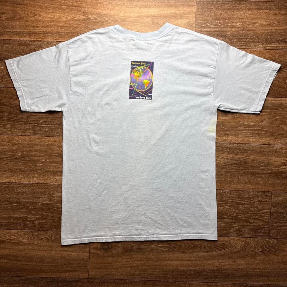 Vintage Light Blue Y2K Elvis Presley Aloha From Hawaii Tee; 30th Anniversary - Picture 6 of 8